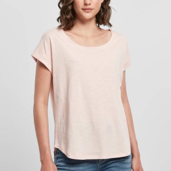 Build Your Brand Damen Long Slub Tee | Damen Baumwoll T-Shirt mit längerem Schnitt