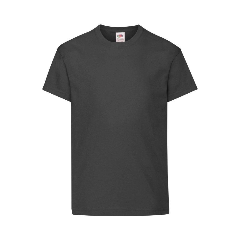 61-019-36-front Fruit of the Loom Kinder Baumwoll T Shirt Original T – Black