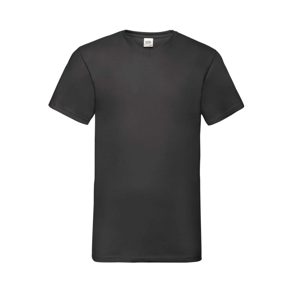 61-066-36-front Fruit of the Loom Valueweight V Ausschnitt T Shirt Herren – Black