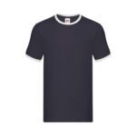 Fruit of the Loom Vintage Ringer T Shirt Baumwolle Herren – Navy/White