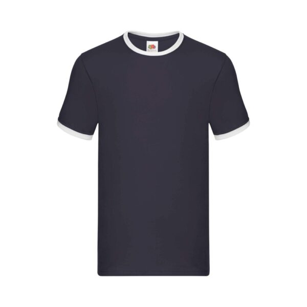 Fruit of the Loom Vintage Ringer T Shirt Baumwolle Herren – Navy/White