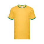 Fruit of the Loom Vintage Ringer T Shirt Baumwolle Herren – Sunflower/Kelly Green