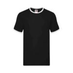 Fruit of the Loom Vintage Ringer T Shirt Baumwolle Herren – Black/White