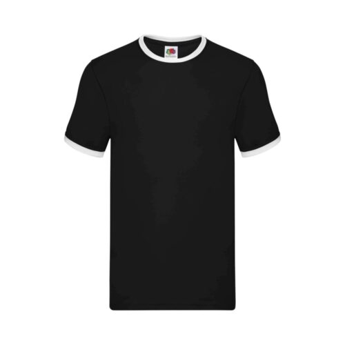 Fruit of the Loom Vintage Ringer T Shirt Baumwolle Herren – Black/White