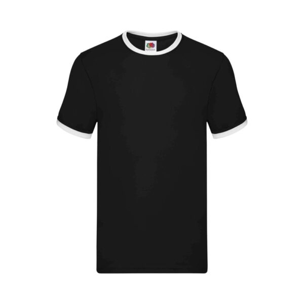 Fruit of the Loom Vintage Ringer T Shirt Baumwolle Herren – Black/White
