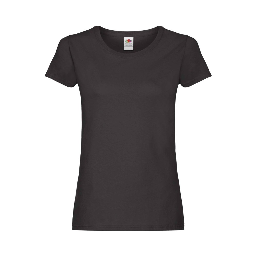 61-420-36-front Fruit of the Loom Klassisches Baumwoll T Shirt Damen Original T – Black