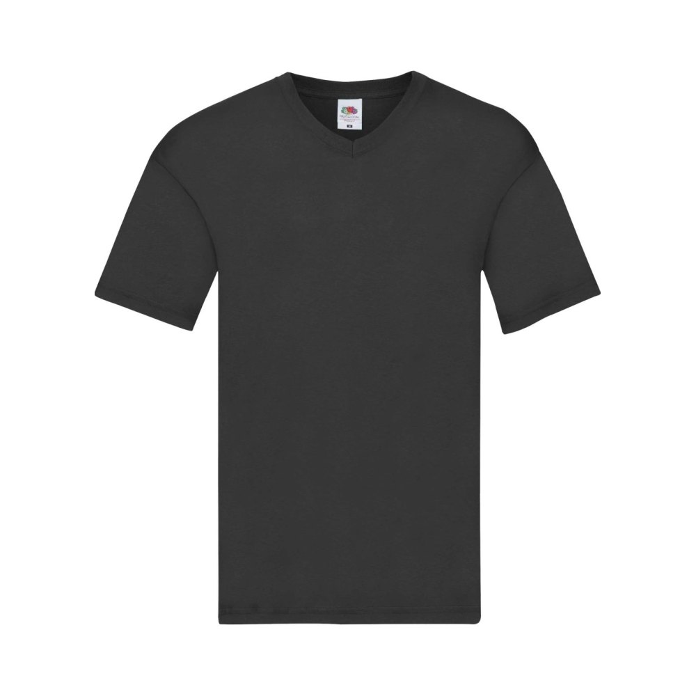 61-426-36-black-front Fruit of the Loom V Ausschnitt Original T Shirt Herren – Black