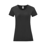 Fruit of the Loom Damen Baumwoll T Shirt Iconic T – Black