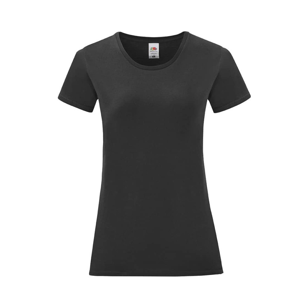 61-432-36-black-front Fruit of the Loom Damen Baumwoll T Shirt Iconic T – Black