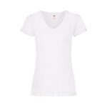 Fruit of the Loom Tailliertes V Ausschnitt T Shirt Damen – White