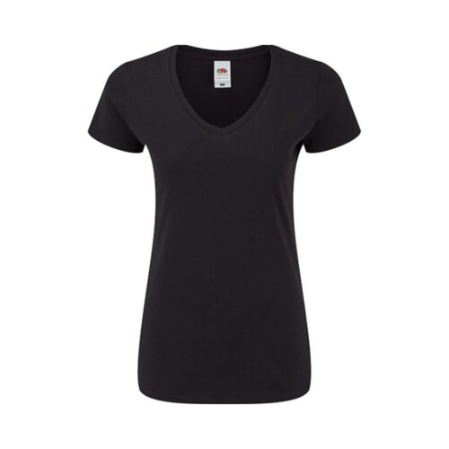 Fruit of the Loom Damen T Shirt V Ausschnitt Iconic 150 T – Black