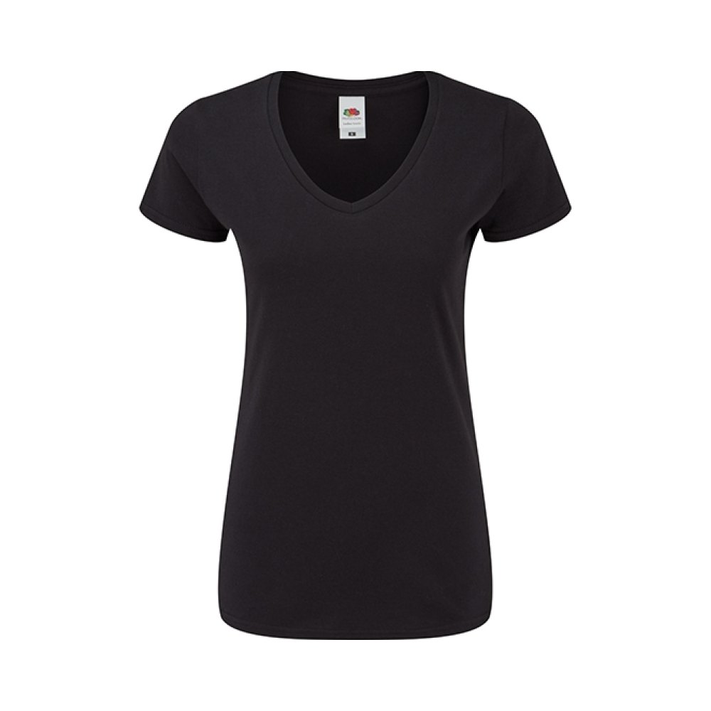 f274-black Fruit of the Loom Damen T Shirt V Ausschnitt Iconic 150 T – Black