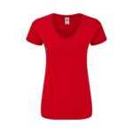 Fruit of the Loom Damen T Shirt V Ausschnitt Iconic 150 T – Red