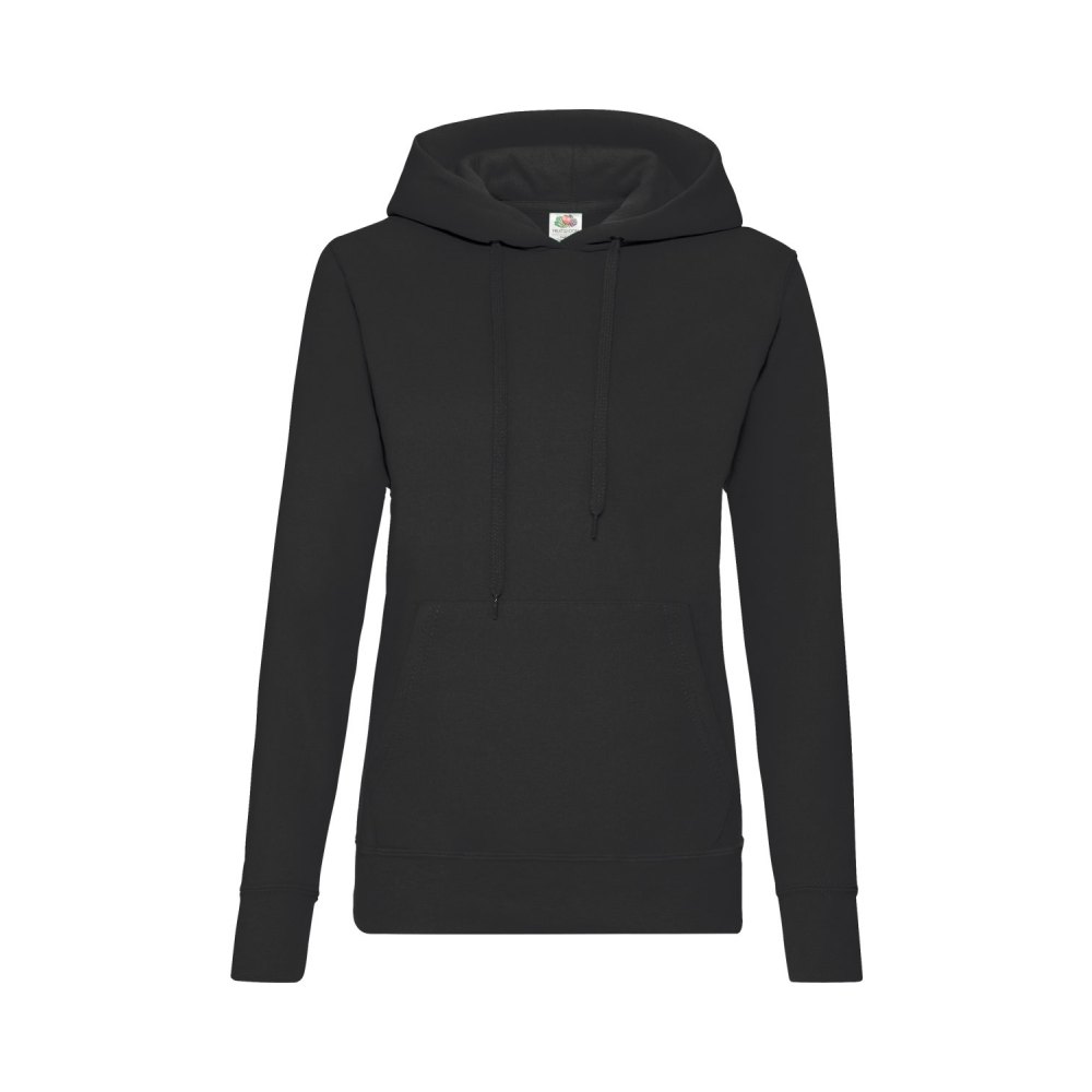 062038036-black-front-jpg-master Fruit of the Loom F409 Hoodie Damen Schwarz Vorderansicht