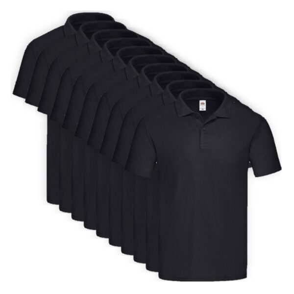 10er-Pack Fruit of the Loom Original Polo T-Shirt Black