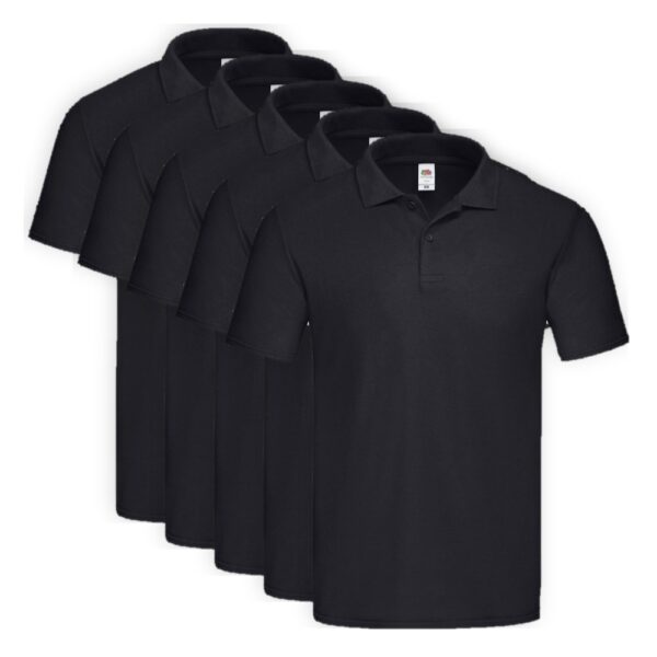 5er-Pack Fruit of the Loom Original Polo T-Shirt Black