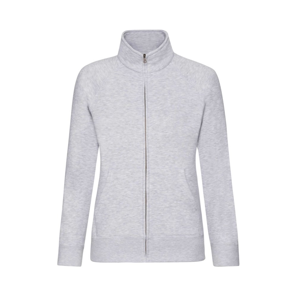 62-116-94-front Fruit of the Loom F442N Sweatjacke Damen Hellgrau meliert Vorderansicht