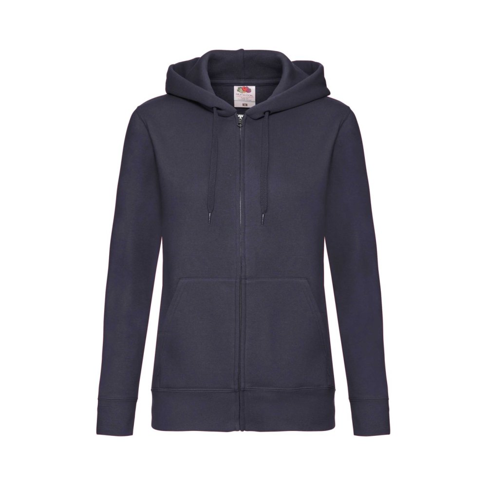 62-118-az-front Fruit of the Loom F440N Zip-Hoodie Damen Frontansicht Deep Navy