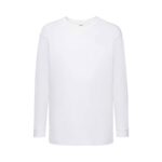 Fruit of the Loom F240K Kinder Langarm T-Shirt Weiß Vorderansicht