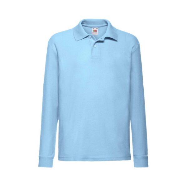 Fruit of the Loom F504K Poloshirt Kinder langarm Vorderansicht Himmelblau