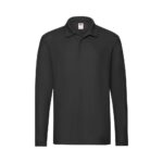Fruit of the Loom F541N Poloshirt Herren Langarm Schwarz Vorderansicht