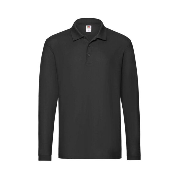 Fruit of the Loom F541N Poloshirt Herren Langarm Schwarz Vorderansicht