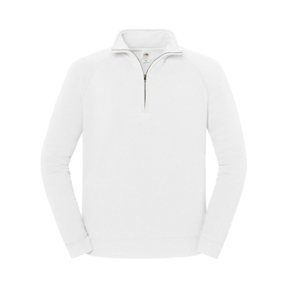 fruit-of-the-loom-iconic-premium-zip-neck-sweat-white Fruit of the Loom F383 Sweatshirt White Vorderansicht