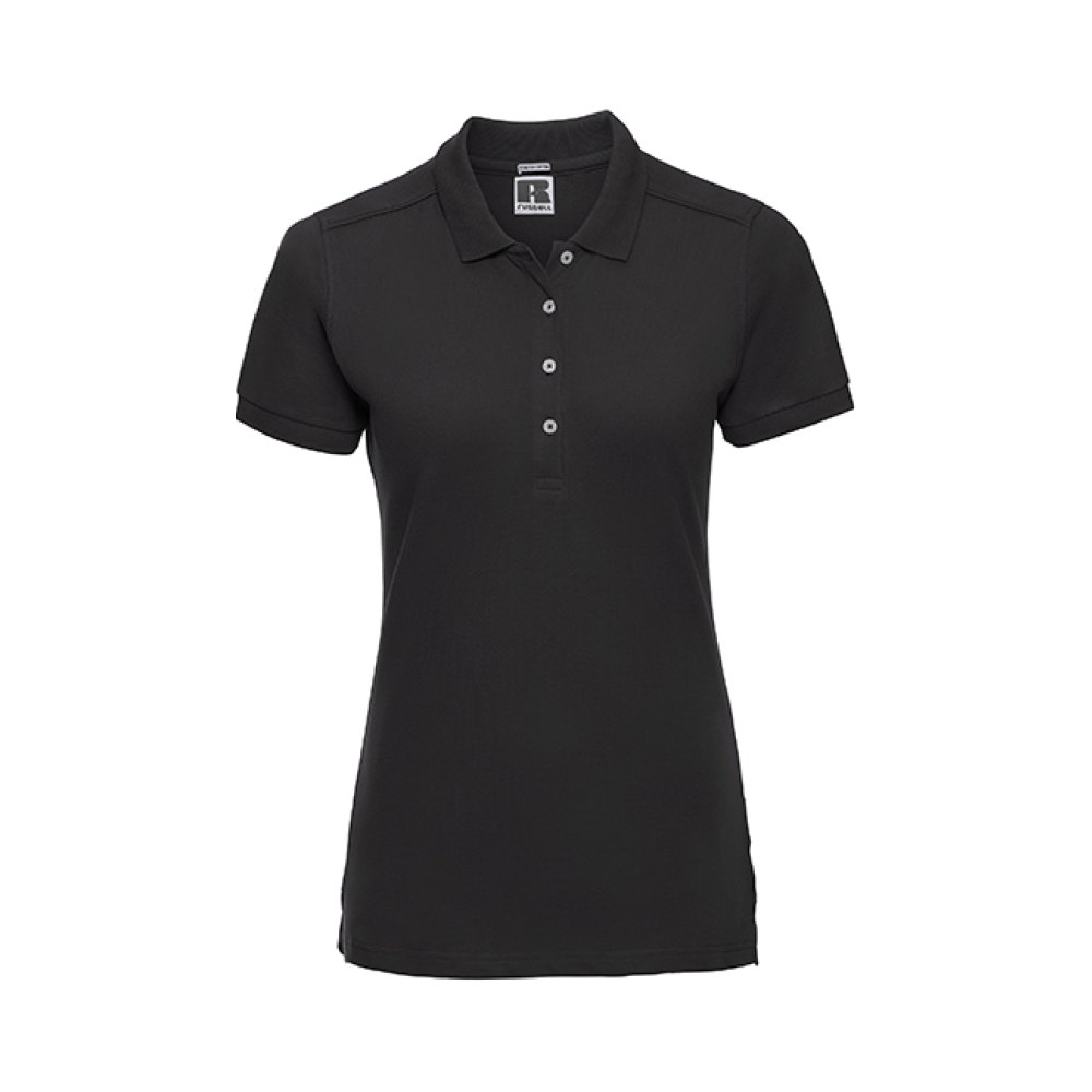 z566f-black Russell Athletic Z566F Poloshirt Damen Vorderansicht Schwarz